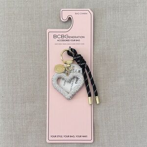 BCBGeneration Silver Heart Bag Charm with Gold Accents